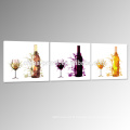 Peinture abstrait à la bouteille de vin Modern Triptych Canvas Art for Decor